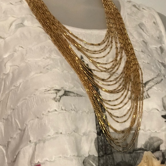 NWT Multi-Row Italian Waterfall Necklace in Goldtone. - Picture 4 of 15